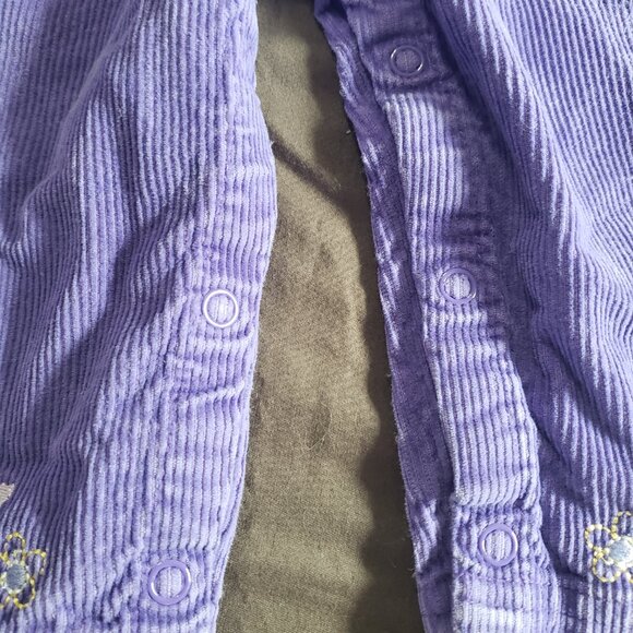 Vintage Sears Embroidered Overalls Floral Purple Corduroy Adjustable Straps 18m - Picture 7 of 8